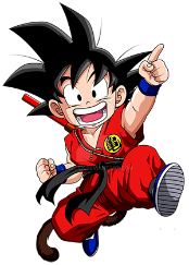 goku niño saltando Goku de niño y siempre alegre